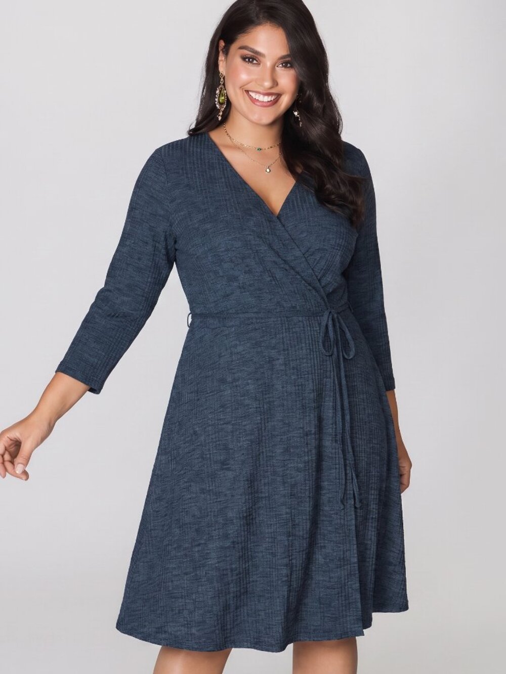 Torrid Faux Wrap Surplice Ribbed Knit Dress